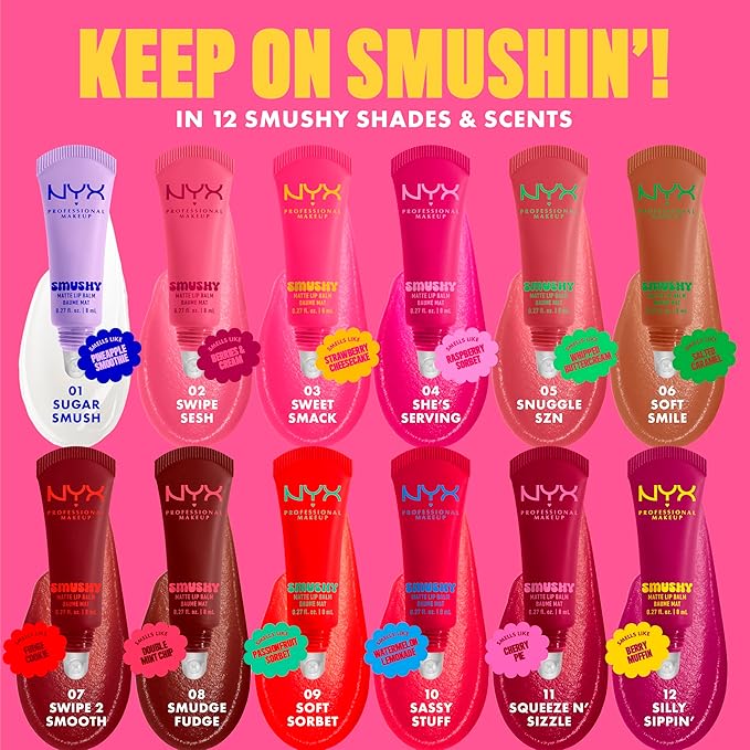 NYX PROFESSIONAL MAKEUP Smushy Matte Lip Balm, Tinted Lip Moisturizer with Soft, Matte Finish - Soft Smile (Soft Nude)