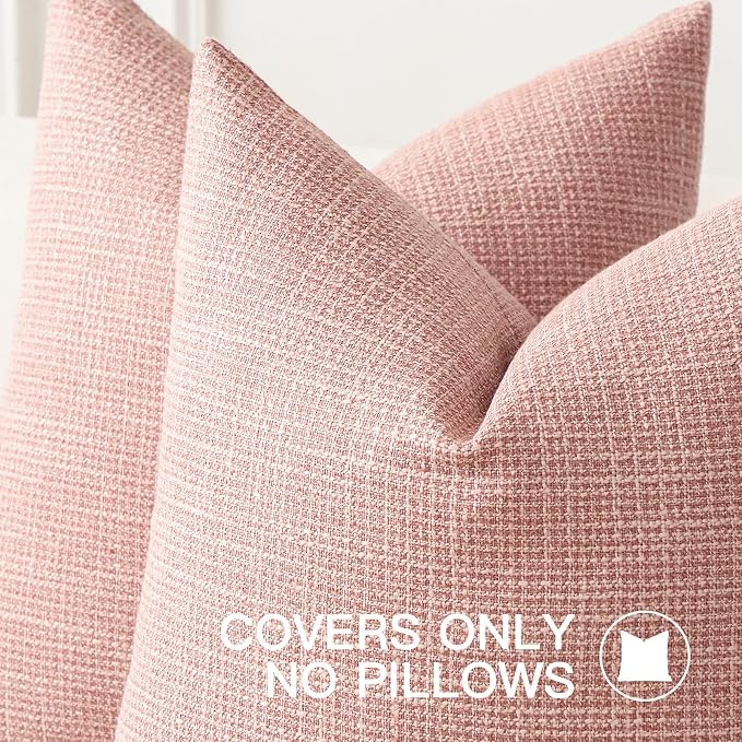 OTOSTAR Linen Throw Pillow Cover Set of 1 Decorative Lumbar Pillowcases Cushion Covers 12x20 Inch for Home Decor Sofa Bedroom Car 30 x 50CM Pink