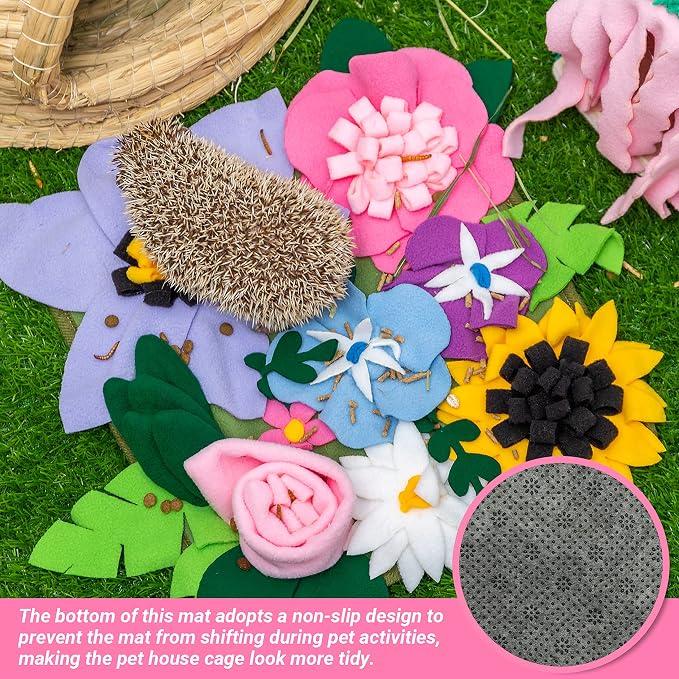 Snuffle Mat for Rabbit, Cute Flower Interactive Bunny Foraging Toy
