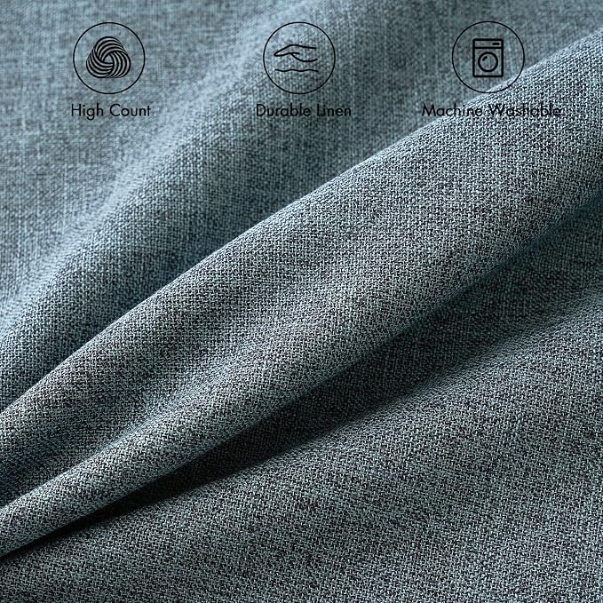MIULEE Pack of 2 Decorative Linen Burlap Coastal Pillow Covers Farmhouse Accent Pillowcases for Sofa Car Couch Bedroom Living Room Decor 18x18 Inch Dusty Blue