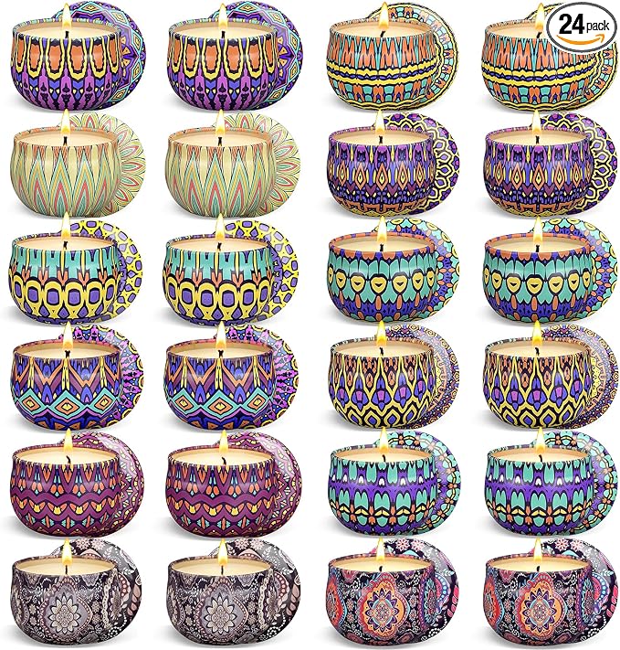 Scented Candles Gift Set, 12/24/48 Pack Candles for Home Scented, Long Lasting Soy Candle, Birthday Gifts for Women, Aromatherapy Candle for Stress Relief, Relaxation, Bath, Yoga