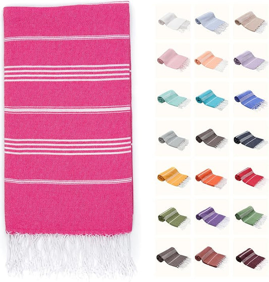 PARK&OZ Turkish Beach Towel – Oversized 100% Cotton Quick-Dry & Sand-Free Blanket 72"x40" – Ultra-Absorbent, Lightweight & Compact Pool Towel for Beach, Travel, Spa, Gym, Camping & Home (Fuschia)