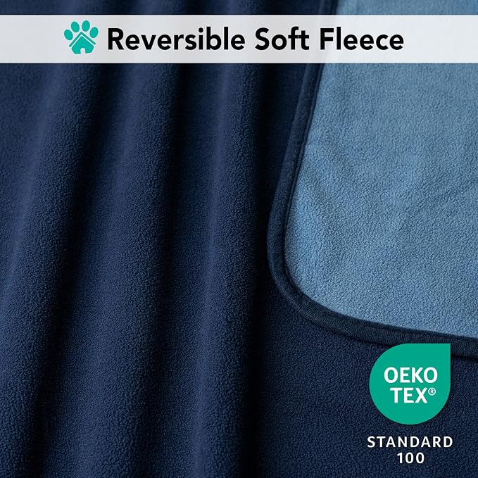 PetAmi Waterproof Dog Blanket for Couch, Pee Proof Reversible Cat Blanket for Sofa Bed Furniture Protector, Soft Fleece Washable Pet Throw for Dogs Cats Puppies Kittens, 40x60 Navy Blue