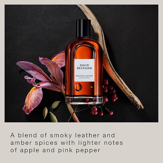 David Beckham Collection Exquisite Leather Eau de Parfum 3.3 fl oz (Pack of 1), Notes of Apple, Bourbon Leather, and Sandalwood, Men's Fragrance, Long Lasting, Everyday Fragrance, Travel Size