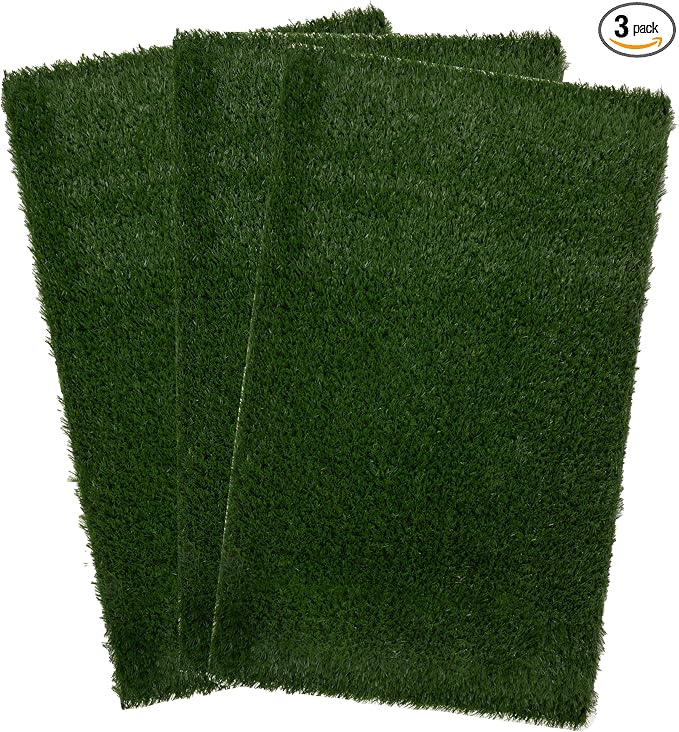 PETMAKER Artificial Grass Puppy Pee Pad for Dogs, Set of 3, 35.5” x 23.5” | Reusable Turf Pads for Small to Medium Dogs, Indoor and Outdoor Fake Grass Potty, Pet Housebreaking Supplies