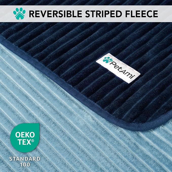 PetAmi Waterproof Dog Blanket, Leakproof Pet Blanket for Small Medium Large Cats, Soft Plush Reversible Sofa Couch Cover Protector, Washable Puppy Throw for Bed Crate, 40x60 in, Navy Blue