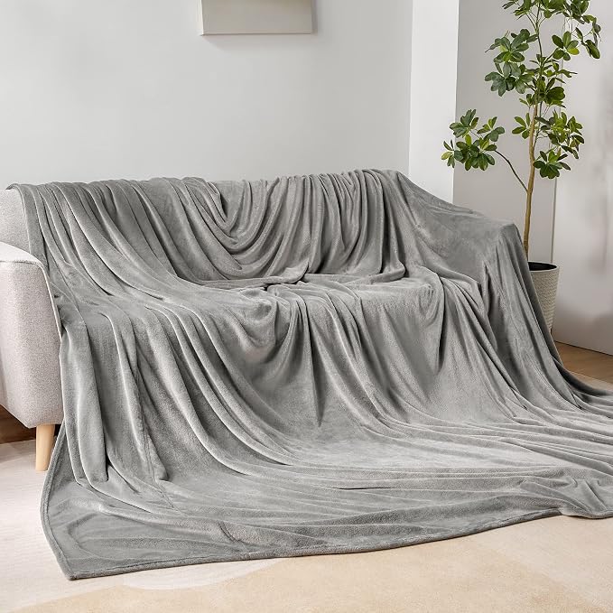 BEDELITE Fleece Blanket Soft Plush Oversized Bed Blanket Grey 120"x120" | Ultra Soft Plush Fleece, Lightweight Warmth, All Season Comfort, Fade Resistant, Machine Washable, Perfect for Sharing