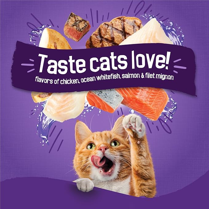 Purina Friskies Cat Food Surfin and Turfin Favorites Flavors of Chicken, Whitefish, Salmon and Filet Mignon - (Pack of 4) 3.15 lb. Bags