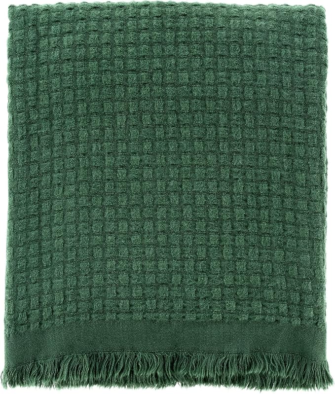 CREVENT Farmhouse Boho Knitted Throw Blanket for Couch Sofa Chair Bed Home Decoration, Soft Warm Cozy Light Weight for Spring Summer Fall (50''X60'' Christmas Green)