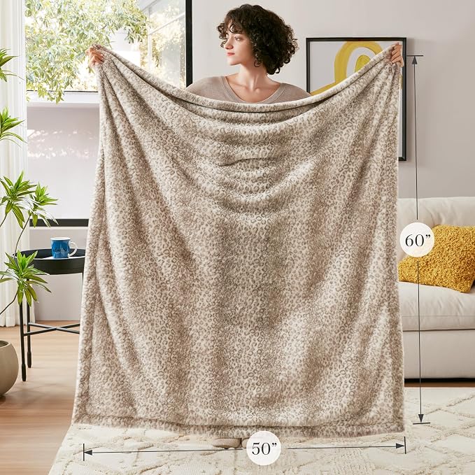 Madison Park Zuri Faux Fur Reversible Throw Blanket, 50 x 60 in, Leopard | Soft Plush, Luxury, Animal Stripes, Mink Reverse, Modern, All Season, for Bed Sofa Couch, OEKO-TEX Certified