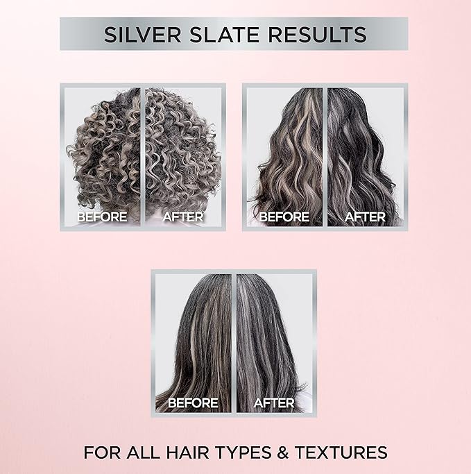 L’Oreal Paris Le Color Gloss One Step Toning Gloss, In-Shower Hair Toner with Deep Conditioning Treatment Formula for Gray Hair, Silver Slate, 1 Kit