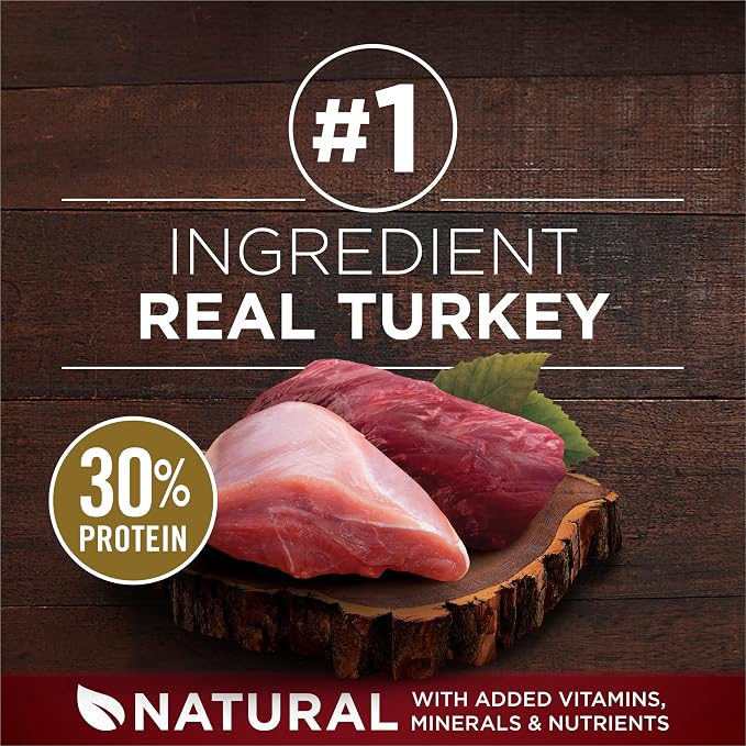 Purina ONE True Instinct Dry Dog Food, Real Turkey & Venison, 27.5 lb Bag | Nutrient dense, with 30% protein to help support strong muscles, natural with added vitamins, minerals and nutrients