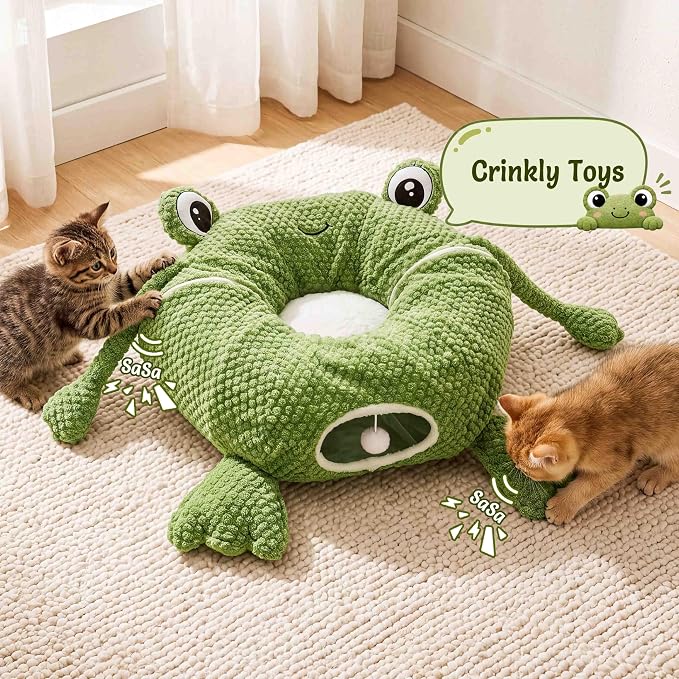 Cat Tunnel Bed with 20 Cat Toys,Kitten Toys for Indoor Kittens,Green