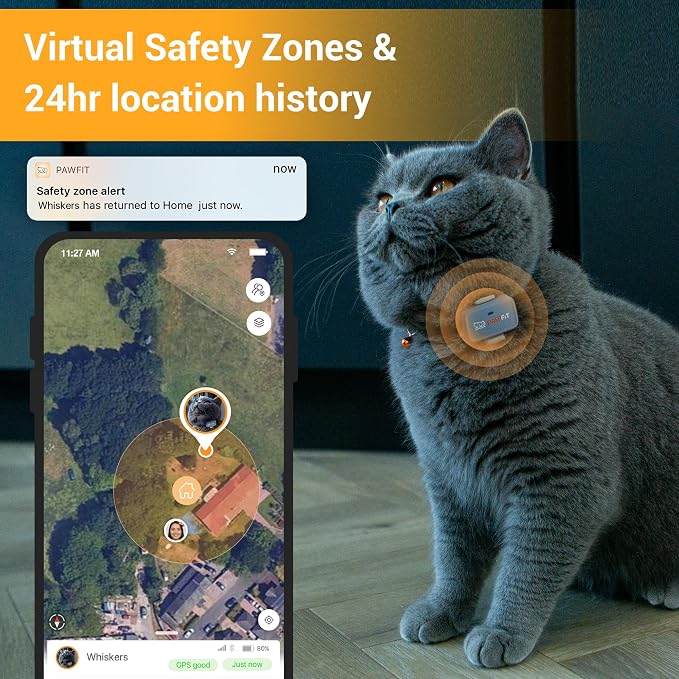 Pawfit Lite 4G GPS Cat Tracker, Live Tracking, Ultra-Light, Simply White