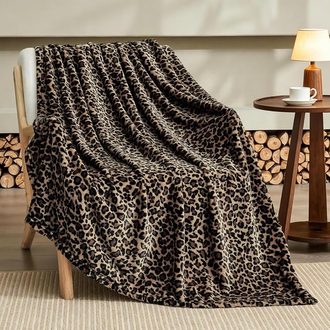 Bnuitland Cheetah Print Blanket, Fleece Leopard Print Blanket Home Decor | Luxury Fuzzy Blanket for Couch Bed, Coloring Blanket for Baby Kids Pet, Cheetah Room Decor, All Season, Coffee Brown, 50"x40"