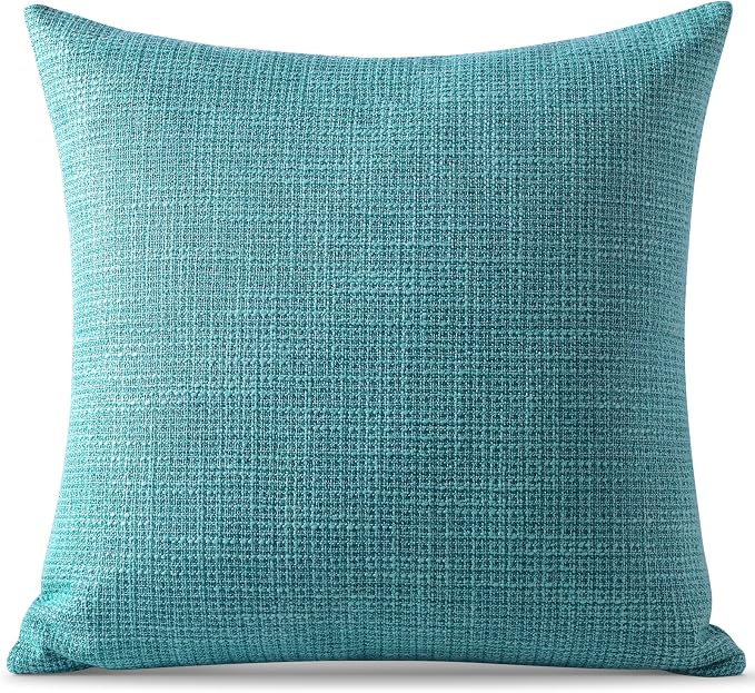 OTOSTAR Linen Throw Pillow Cover Set of 1 Decorative Square Pillowcases Cushion Covers 18x18 Inch for Home Decor Sofa Bedroom Car 45 x 45CM Turquoise