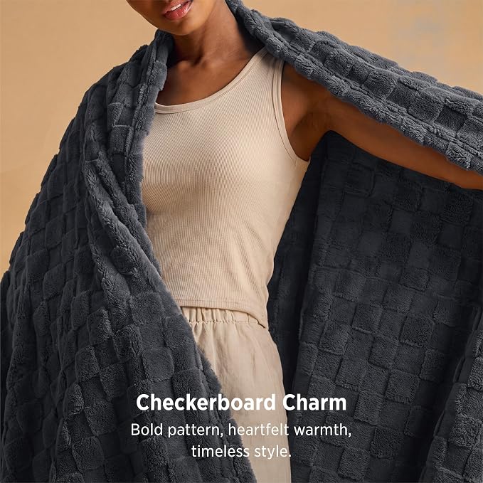 Bedsure GentleSoft Throw Blanket for Couch - Super Soft Cozy Blankets Gifts for Kids Girls, Cute Small Fleece Throws for Bedroom Home Decor, Dark Grey, 50x70 Inches