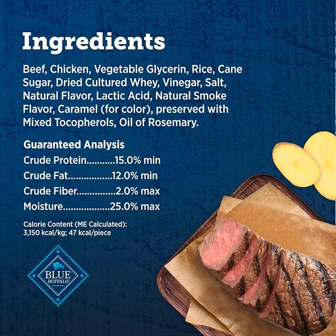 Blue Buffalo True Chews Premium Jerky Cuts Dog Treats, Made in the USA with Natural Ingredients, Beef, 10-oz Bag (Pack of 6)