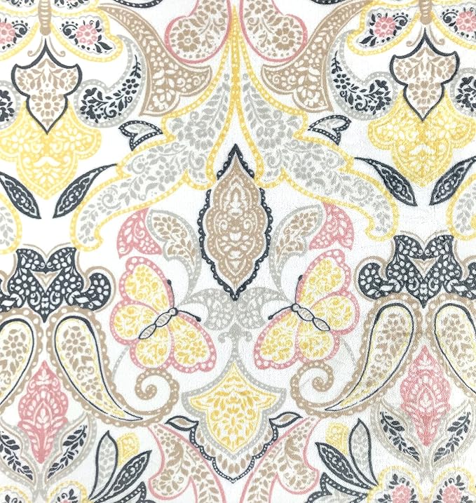 Bohemian Floral Fleece Throw Blanket: Velvety Soft, Durable Paisley Boho Accent for Bed or Couch (Yellow Paisley, 50 x 70 inches)