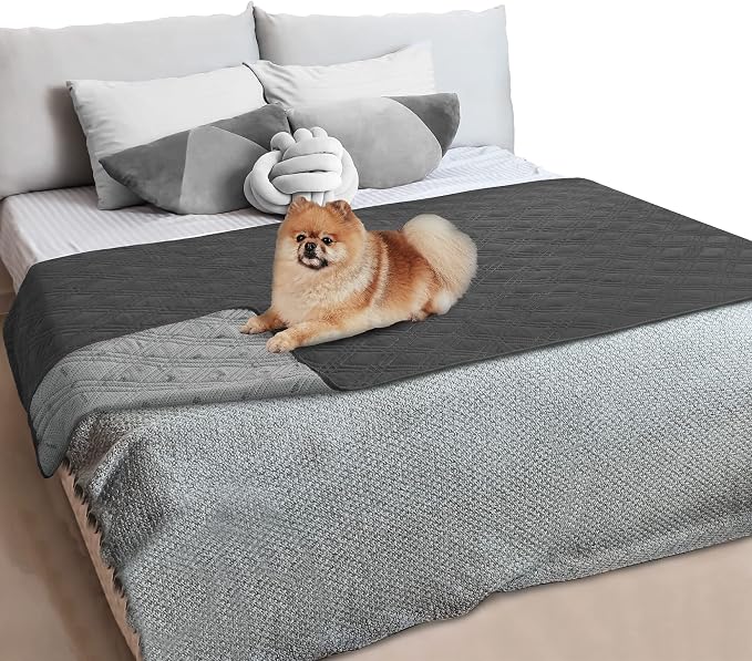 PetAmi Waterproof Couch Cover for Dog Non-Slip Bed Sofa Blanket, 52x82 Gray | Leakproof Furniture Protector for Pet Cat, Machine Washable Pee Proof Mat for Chair Car Seat, Durable & Anti Slip Backing
