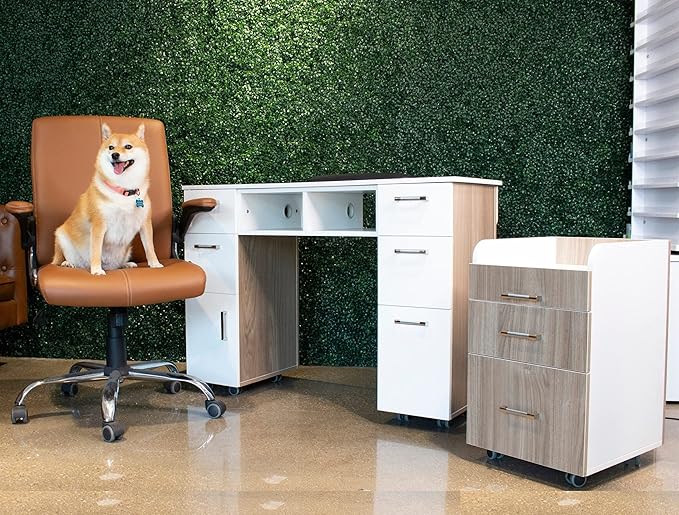 Milan Pedicure Trolley Pedi Rolling Cart Nail Salon Spa Storage Drawer, Ash Wood