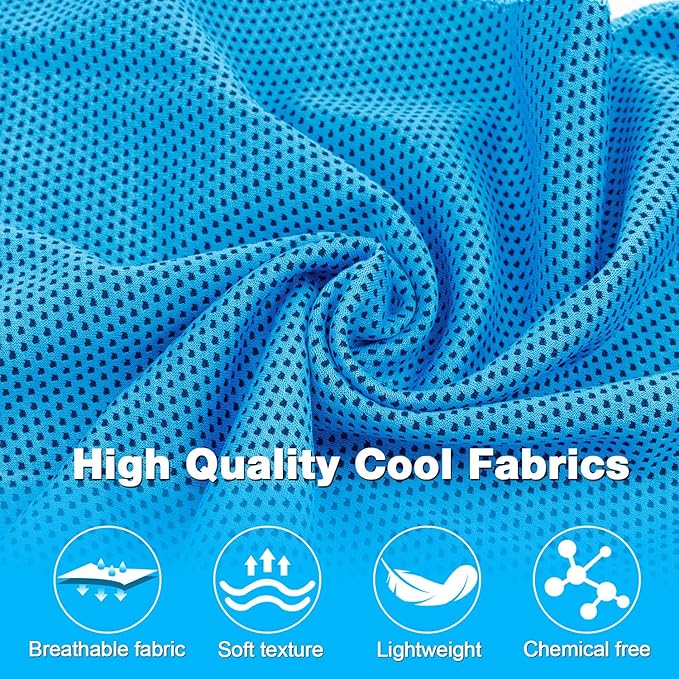 MENOLY 30 Packs Cooling Towels Bulk Cooling Towels for Neck and Face Gym Workout Cooling Neck Rags for Sports Yoga Soft Microfiber Breathable Sweat Rags for Hiking Running Fitness-Blue