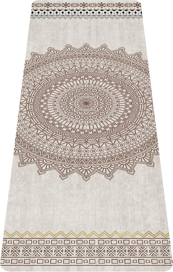 nuveti Printed Travel Yoga Mat-1/16 Inch Thick Non Slip Fitness Workout Mat with Carrying Bag, Foldable Lightweight Suede & Natural Rubber Yoga Mat for Yoga Pilates and Fitness 72" L x 24" W x 1.5mm