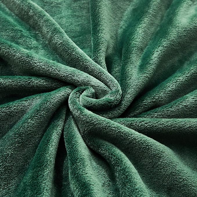 TASTHROW Large Flannel Fleece Throw Blanket, 50×70 Inch | Cozy Lightweight Thick Blanket - All Seasons Suitable for Women, Men and Kids (Two Pack, Darkgreen)