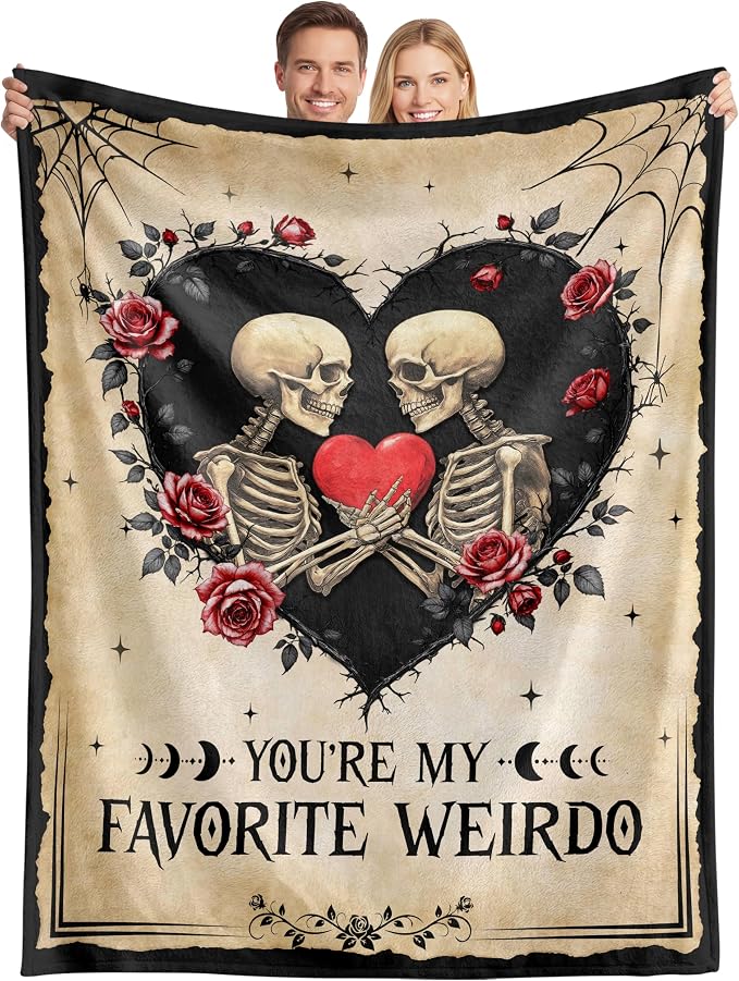 WRAPIX Anniversary Couple Gifts for Women Men - Throw Blanket 60x80 in | Gifts for Couple, Cozy Fleece Blanket, Machine Washable, Ideal for Couch Bed, Warm and Lightweight, Soft Gothic Decor
