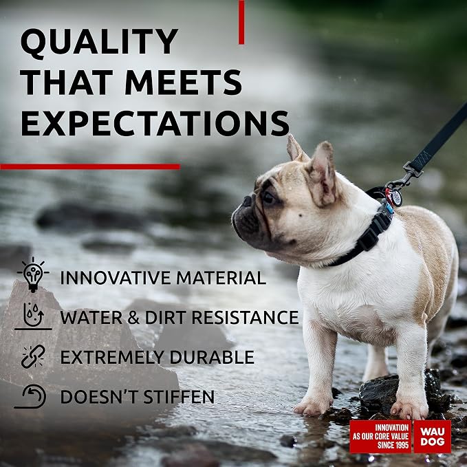 WAUDOG Waterproof Dog Collar Airtag Holder QR Tag Small Medium Large Dogs | Water and Dirt Resistant, Quick Dry QR Pet Tag Adjustable Durable Comfort for Male and Female Dogs Outdoor Walking Training