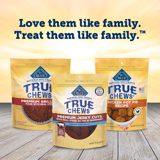 Blue Buffalo True Chews Premium Jerky Cuts Steak Dog Treats, 10 oz | Chicken-Free Recipe, Real Steak First, Made in the USA, No Artificial Preservatives