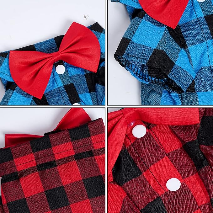 Tongcloud 3 Pack Plaid Puppy Cat Shirt - Cute Dog & Cat Shirts for Medium Dogs & Cats - Birthday Party & Holiday Photo((Red, Blue & White,Medium)