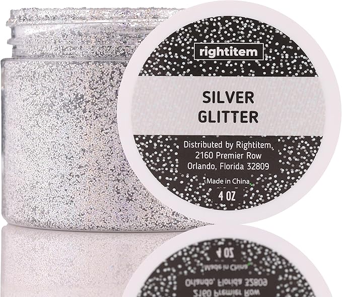 Silver Glitter in Jar - 4 Oz Christmas Glitter for Crafts - Fine Glitter for Slime - Face Glitter - Candle Glitter - Body Glitter