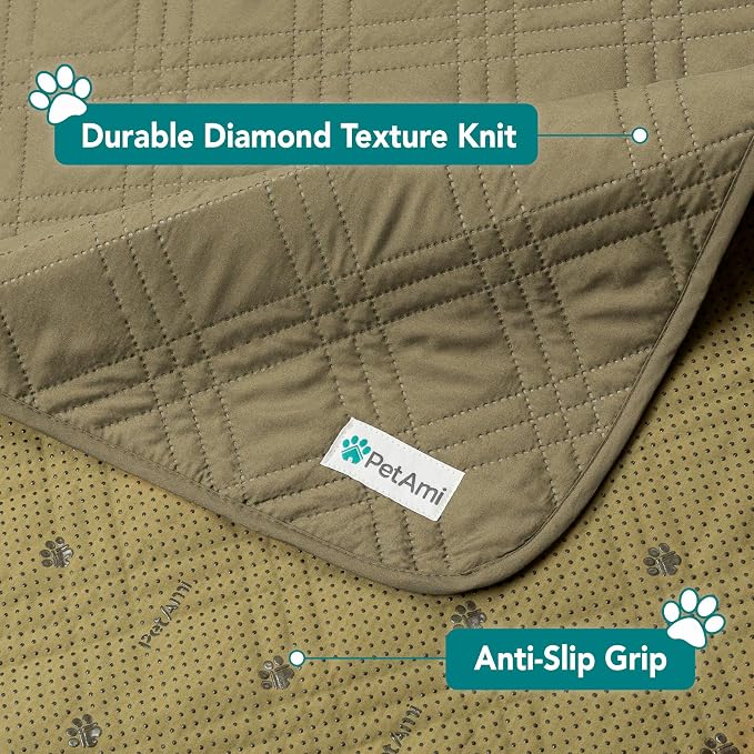 PetAmi Waterproof Couch Cover for Dog Nonslip Bed Sofa Blanket, 68x82 Green | Leakproof Furniture Protector for Pet Cat, Machine Washable Pee Proof Mat for Chair Car Seat, Durable & Anti Slip Backing