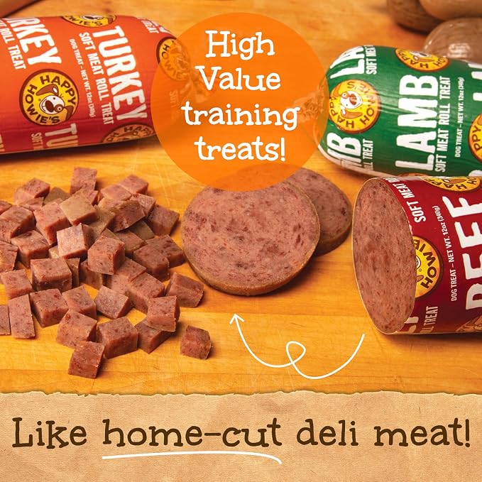 Happy Howie's Soft Meat Roll Treat, Beef, Lamb, Turkey, 12 Oz (Pack of 3)