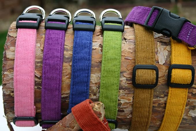 Hemp Corduroy Dog Collar - No Pattern (3/4" Medium, Plum)