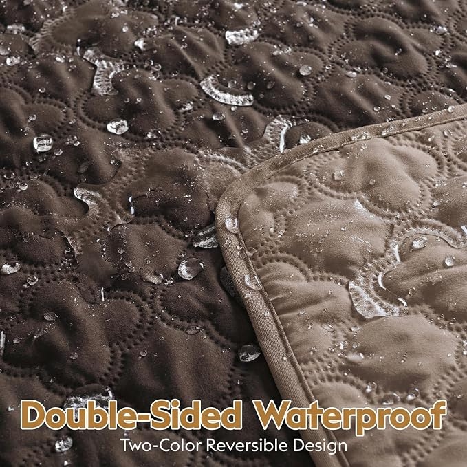 FunFurry Waterproof Dog Blanket, Couch Cover for Dogs Washable, Reversible Dog Bed Cover, Couch Furniture Protector. (Dark＆Light Brown, 82 X 120 Inch - 1 Pack)