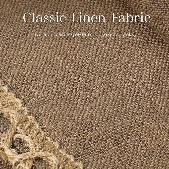 Phantoscope Pack of 2 Farmhouse Decorative Solid Throw Decorative Pillow Cover Burlap Linen Trimmed Tailored Edges Coffee 20 x 20 inches, 50 x 50 cm