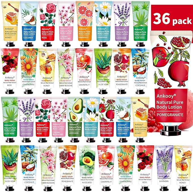 36 Pack Body Lotion for Women Dry Skin,Easter Basket Stuffers,Mothers Day Gifts for Mom,Teacher Appreciation Gifts,Nurse Week Gifts for Women,Coworkers,Natural Travel Size Lotion with Shea Butter