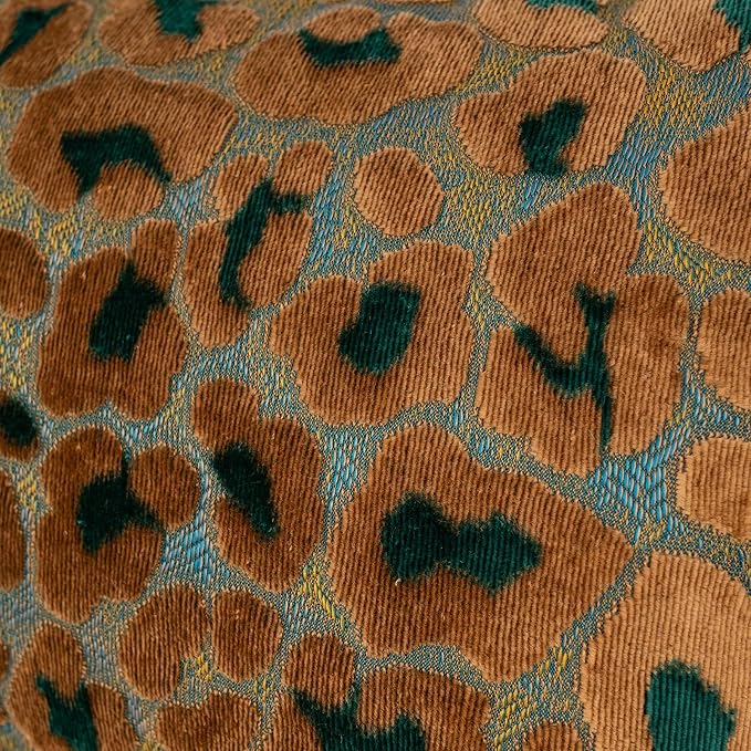 Alerfa Green Brown Floral Throw Pillow Cover 12 x 20 Inch Cut Velvet Rectange Luxury Decorative Lumbar Pillow Cover for Couch Living Room Bedroom