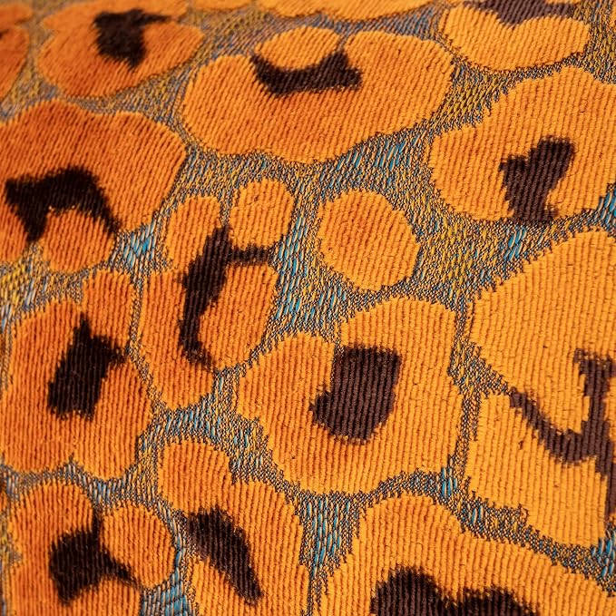 Alerfa Orange Floral Throw Pillow Cover 12 x 20 Inch Cut Velvet Rectange Luxury Decorative Lumbar Pillow Cover for Couch Living Room Bedroom