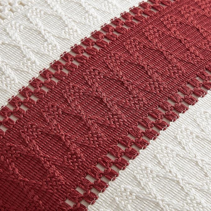 2 Pack Boho Throw Pillow Covers, Contrast Red 16x16in | Soft Breathable Cotton, Farmhouse Decorative Couch Pillow Cases, Cushion Covers for Sofa Bed Living Room Home Decor