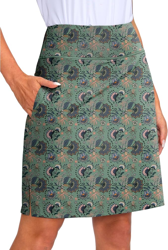 Women's 20" Knee Length Skorts Skirts UPF50+ Athletic Tennis Golf Skirt for Women Casual Summer Skirts