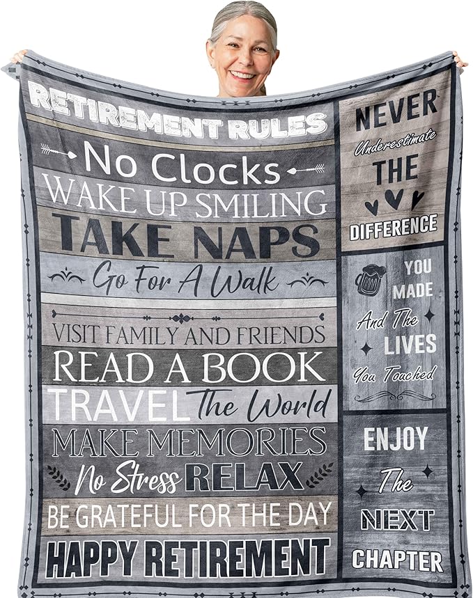 Retirement Gifts for Men/Women 2026, Best Retired Gift Ideas for Male/Female, Funny Retire Gifts, Happy Mens Retirement Gifts for Coworker/Teacher/Dad, Gifts for Retirement Blanket 60X50in