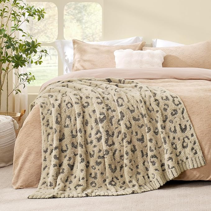 Snuggle Sac Leopard Luxury Faux Fur Blanket Twin Size for Bed Sofa,Ultra Soft Cozy Oversized Fluffy Blanket for Couch Living Room,Brown Leopard,60x80 inches