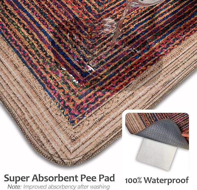 Washable Pee Pads for Dogs, Reusable Puppy Potty Training Pads, Ultra-Absorbent Thick Waterproof Leak-Proof Non-Slip Pads & Mat for Crate, Playpen, Floor, Whelping & Housebreaking , 2 Pack 48"x72"