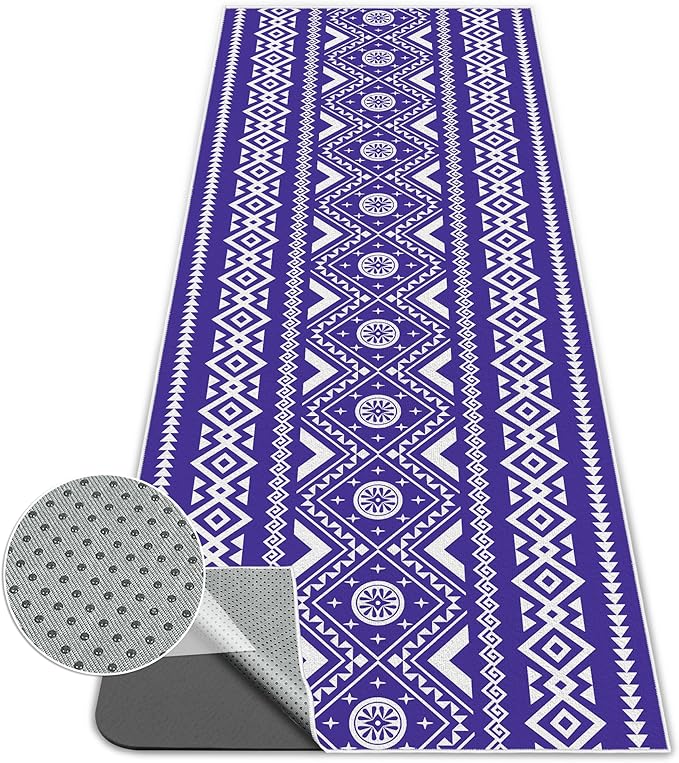 Yoga Towel,Absorbent Yoga Mat Towel for Hot Yoga Non Slip,Stylish Prints,Ideal for Workouts,Hot Yoga,Bikram,Pilates Equipment,72 x 27 in,Arranged Triangle Geometry