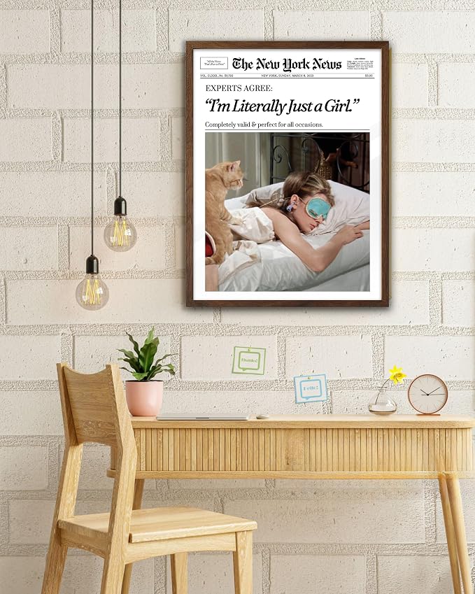 EcoHest 12x16 in Audrey Hepburn I'm Literally Just a Girl Canvas Art | Unframed Canvas Print, Vintage Newspaper Wall Decor for Bedroom, Bathroom, Apartment, Dorm Room, 1Pack
