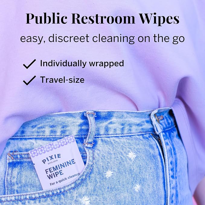 Pixie Organic Cotton Pad Kit for Girls – 64ct Mini & 48ct Regular Pads with Wipes – Leak-Proof with Wings – Perfect for Teens & Light to Average Flow