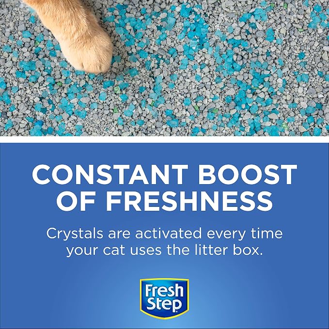 Fresh Step Cat Litter Crystals Deodorizer, Non Toxic Odor Neutralizing Crystals for Litter Boxes that Help Control Smells and Keep Home Areas Fresh, Fresh Scent, 15 Ounce - 3 Pack | Non-toxic crystals neutralize odor at the source in any litter box, ke...